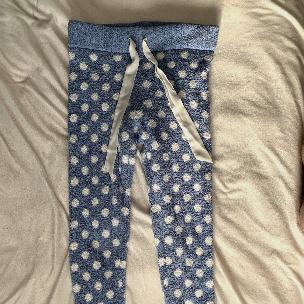Honeydew Blue/White Polka Dot Fuzzy Lounge Pants